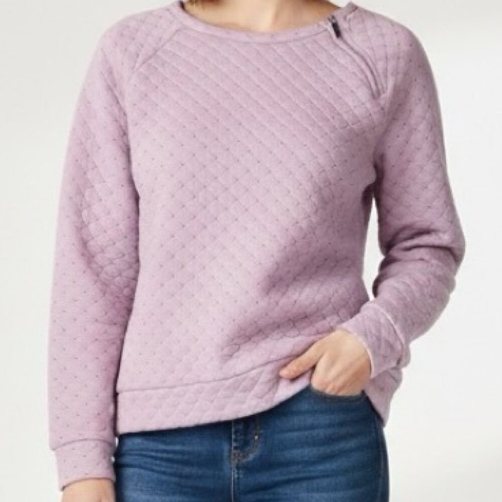 Quilted Lavender Liz Claiborne Weekend Cotton Blend Pullover Size L Large